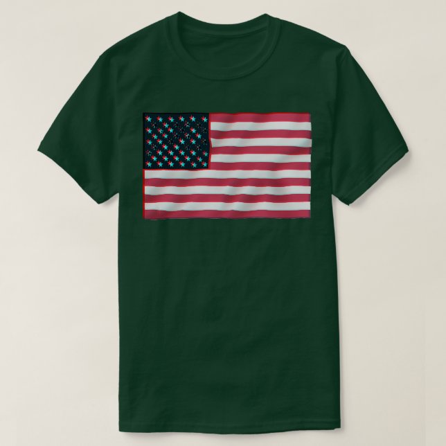 Camiseta Bandeira Americana 3D (Frente do Design)