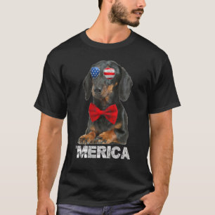 Camiseta Bandeira Americana 4 De Julho Quarto Cão