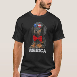 Camiseta Bandeira Americana 4 De Julho Quarto Cão