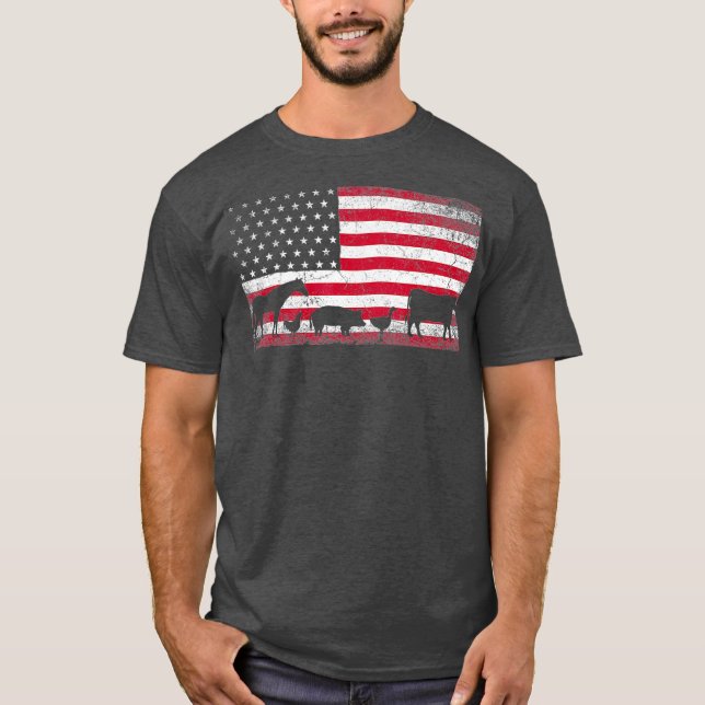 Camiseta Bandeira Americana 4 de julho Suíno de Galinha (Frente)