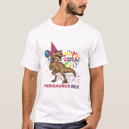 Camiseta Bandeira Americana 4 de julho T Rex Dinossaur Amer