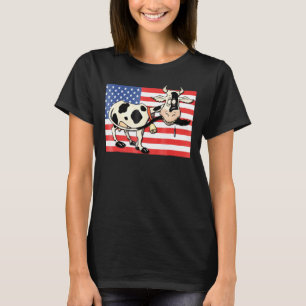 Camiseta Bandeira Americana 4 De Julho Vaca Para Homens Mul