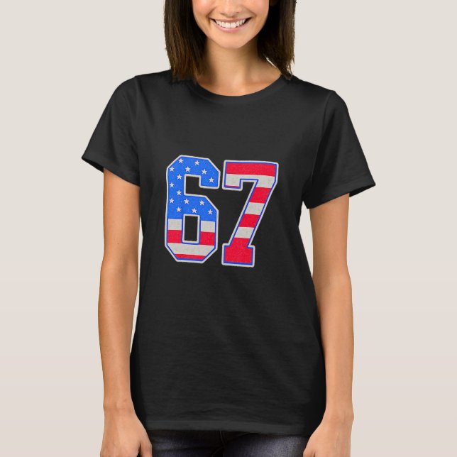 Camiseta Bandeira Americana 67 Seis Sete Meme  (Frente)