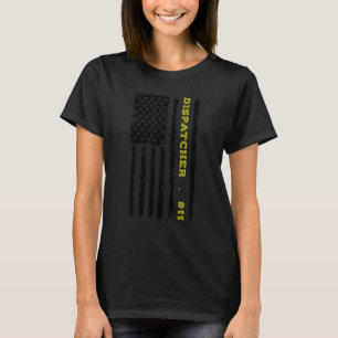 Camiseta Bandeira Americana 911 Dispatcher Dourada Line Usa