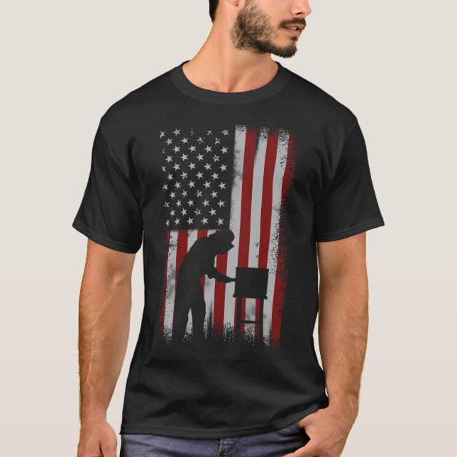 Camiseta Bandeira Americana Abastecendo Homens Que Guardam  (Frente)