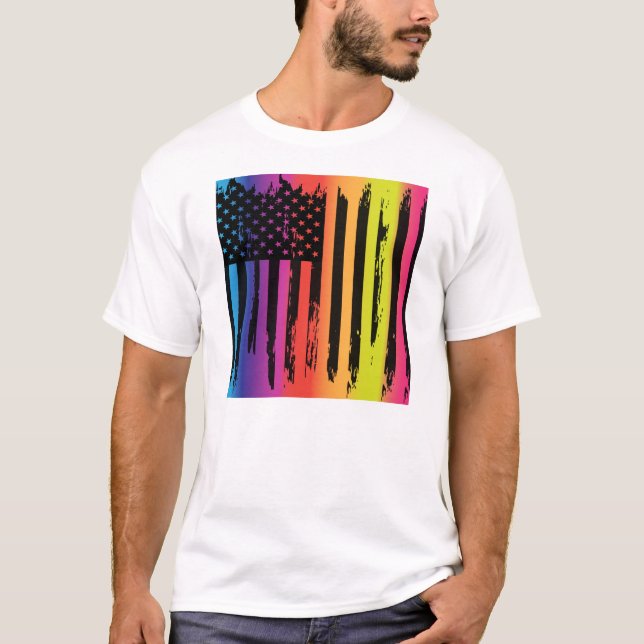 Camiseta Bandeira americana abstrata (Frente)