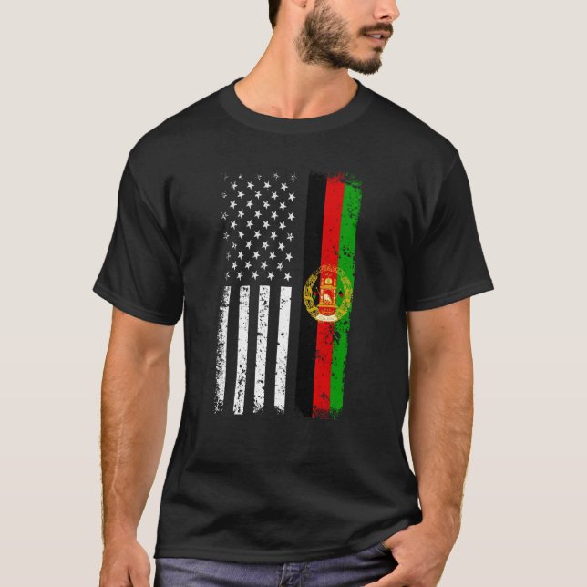 Camiseta Bandeira Americana Afegã no Afeganistão Bandeira d (Frente)