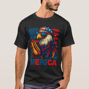 Camiseta Bandeira Americana Águia Cachorro Quente Engraçado