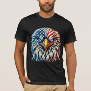Camiseta Bandeira Americana Águia Careca Patriótica EUA