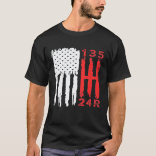 Camiseta Bandeira Americana Alavanca de Câmbio de Carro Eng
