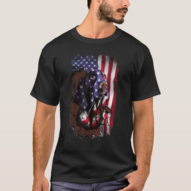 Camiseta Bandeira Americana Alemã de Curta Duração 4 De Jul (Frente)