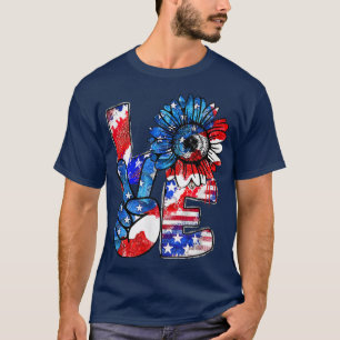 Camiseta Bandeira Americana Ama O Girassol Em 4 De Julho Pa