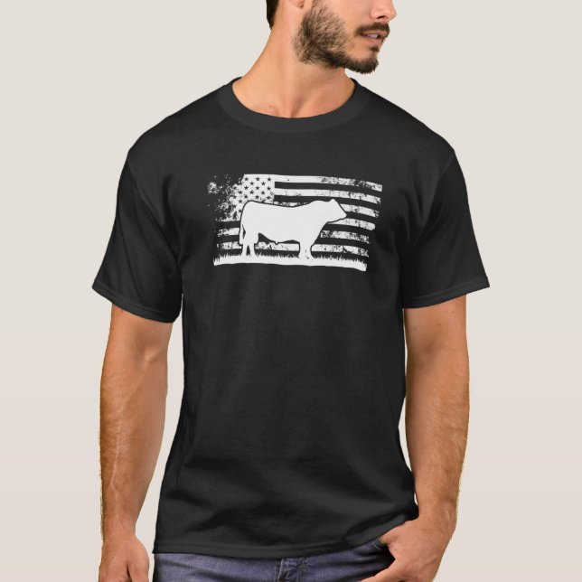 Camiseta Bandeira Americana - América Vaca Negra Angus Ranc (Frente)