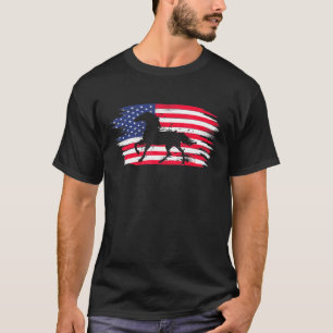 Camiseta Bandeira Americana Angustiada Cavalo Patriótico In