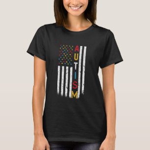 Camiseta Bandeira Americana Apoio à Conscientização do Auti