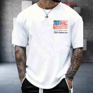 Camiseta Bandeira Americana Aquarela 4 de Julho 250º Aniver