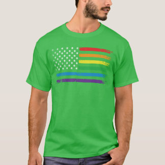 Camiseta Bandeira Americana Arco-íris LGBT LGBTQ 4 de Julho