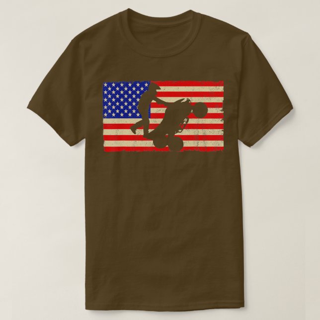 Camiseta Bandeira Americana ATV Quad Bike Four Wheeler Dirt (Frente do Design)
