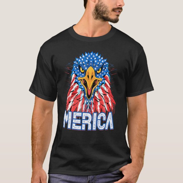 Camiseta Bandeira Americana Bald Eagle Mullet 4 De Julho Me (Frente)