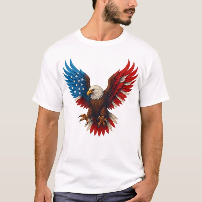 Camiseta Bandeira Americana Bald Eagle Patriótica Eagle (Frente)