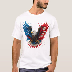Camiseta Bandeira Americana Bald Eagle Patriótica Eagle