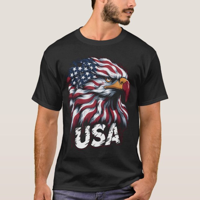 Camiseta Bandeira Americana Bald Eagle Patriótica Eagle 4º  (Frente)