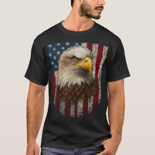 Camiseta Bandeira Americana Bald Eagle Patriótica Vermelha