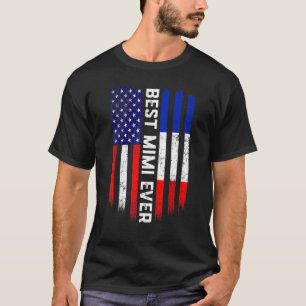 Camiseta Bandeira Americana & Bandeira da França Melhor Fam