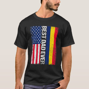 Camiseta Bandeira Americana Bandeira do Chade Melhor Pai de