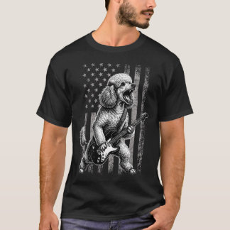 Camiseta Bandeira Americana Bandeira Dos EUA Cachorro Poodl
