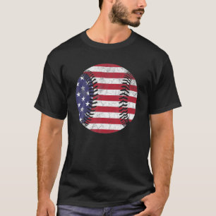 Camiseta Bandeira Americana Baseball Ball Julho 4º Sinal Do