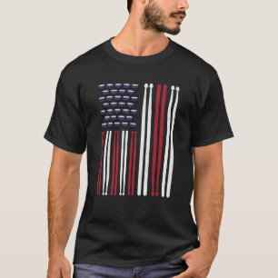 Camiseta Bandeira Americana Batedor de Tambor Baquetas Tamb