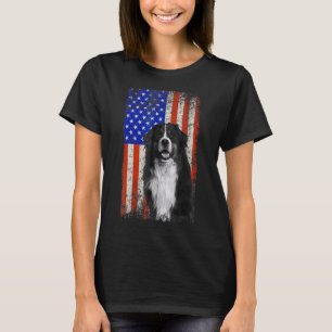 Camiseta Bandeira Americana Bernese Mountain Dog Pai Mãe Pu