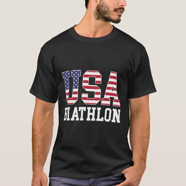 Camiseta Bandeira Americana Biathlonista - American Usa Bia (Frente)