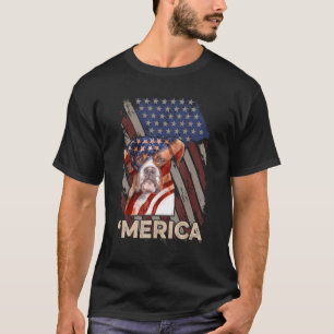Camiseta Bandeira Americana Boxer Patriótica Cão 4 De Julho