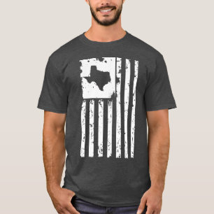 Camiseta Bandeira Americana Branca Distorcida com mapa do T
