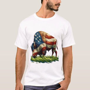 Camiseta Bandeira Americana Búfalo Bisão