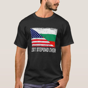 Camiseta Bandeira Americana Bulgária Melhor Stepdad Nunca F