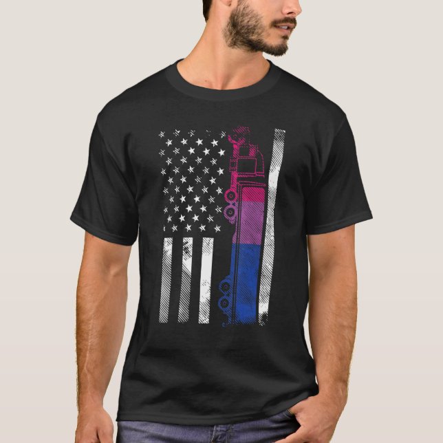 Camiseta Bandeira Americana Caminhão Bissexual Bi Pride Lgb (Frente)