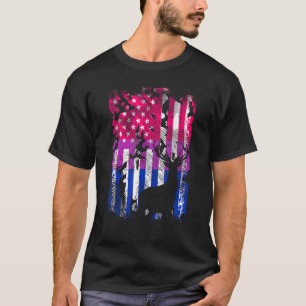 Camiseta Bandeira Americana Camo Deer Caçando Imprensa Biss