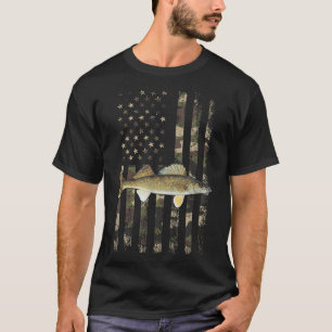 Camiseta Bandeira Americana Camo Walleye, Pescaria Walleye