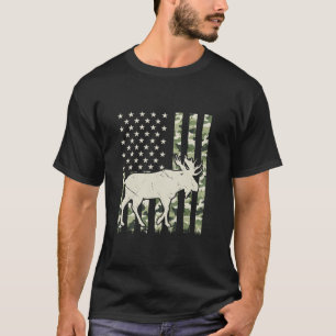 Camiseta Bandeira Americana Camouflage Moose Design para Ho
