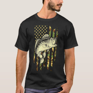 Camiseta Bandeira Americana Camuflada Camo Fis Bass Fishing