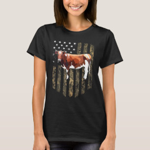 Camiseta Bandeira Americana Camuflada Marrom Branco Vaca 4