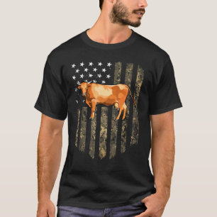 Camiseta Bandeira Americana Camuflada Vaca Marrom 4 De Julh