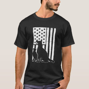Camiseta Bandeira Americana Cão E Ideia De Gato Para 4 De J