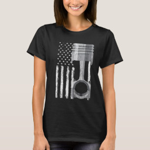 Camiseta Bandeira Americana Carro a Pistão Musculoso 2