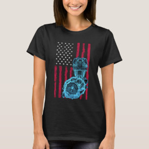 Camiseta Bandeira Americana Carro Muscle Piston 9