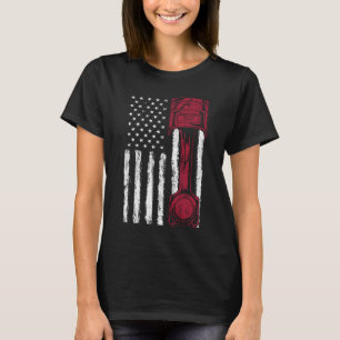 Camiseta Bandeira Americana Carro Musculoso com Pistão
