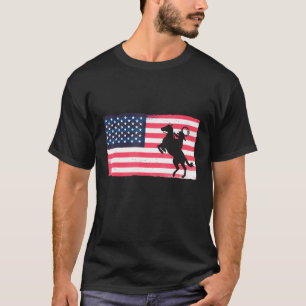 Camiseta Bandeira Americana Cavalo Patriótico Dia da Indepe